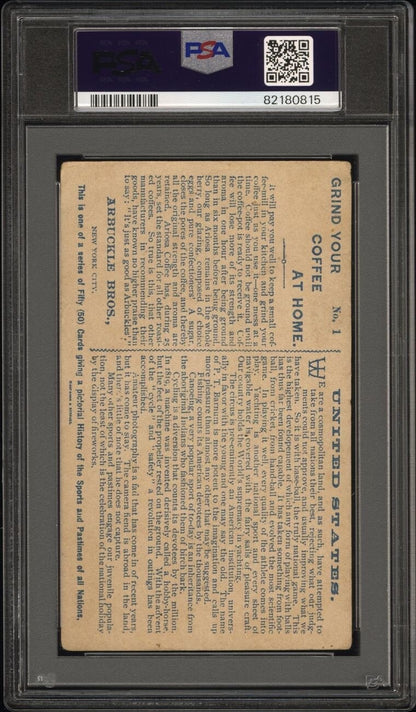 1893 Arbuckle Coffee Sports & Pastimes K4 UNITED STATES (PSA 1.5 FR) Baseball1