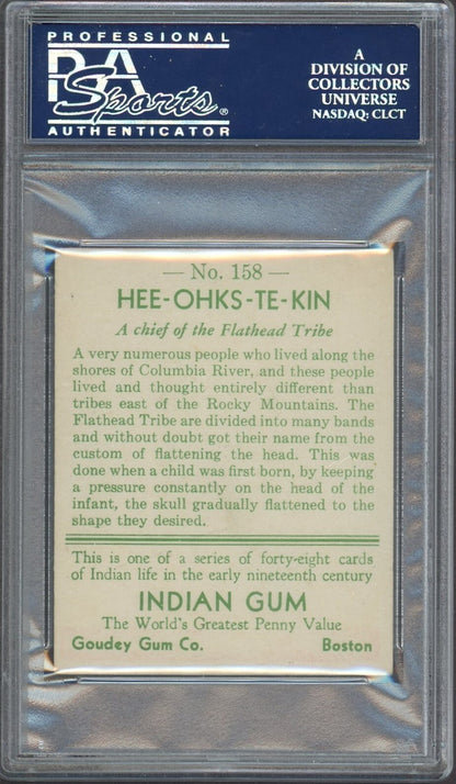 1933 Goudey INDIAN GUM (Series of 48) #158 Hee Ohks Te Kin (PSA 5.5 EX+)1