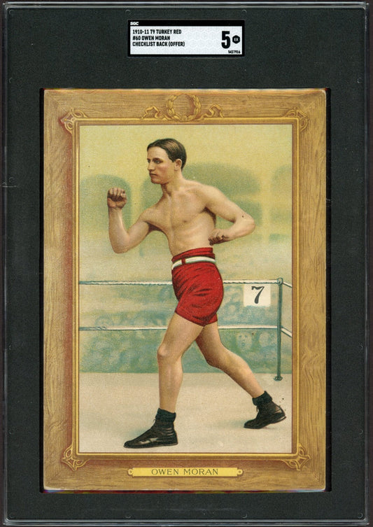 1910 T9 Turkey Red #60 Owen Moran (SGC  5 EX) Chklst Back SHARP0