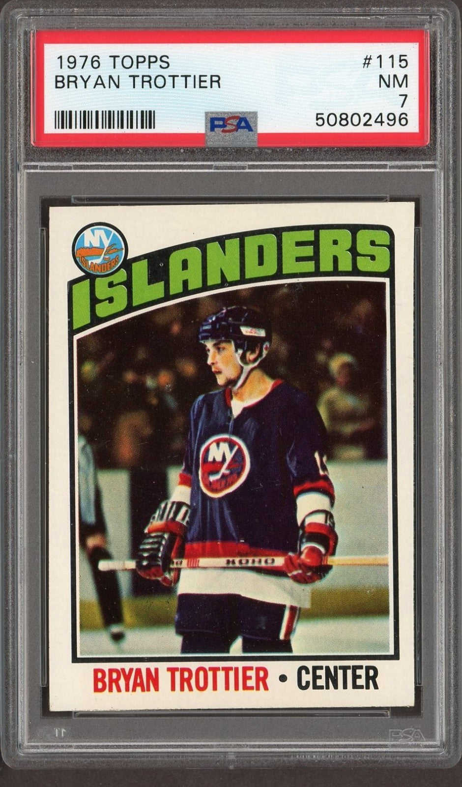 1976 Topps Hockey NHL 115 BRYAN TROTTIER HOF Rookie (PSA 7 NM) NY Islanders RC0