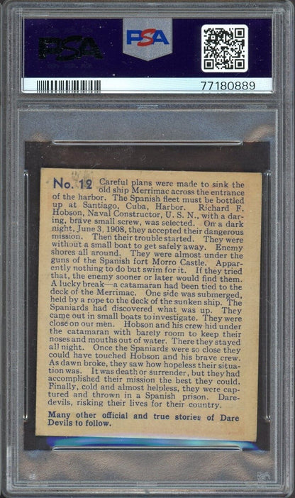 1933 R39 N. Chicle Dare Devils #12 Hobson Outwits The Spaniards (PSA 6 EX/MT)