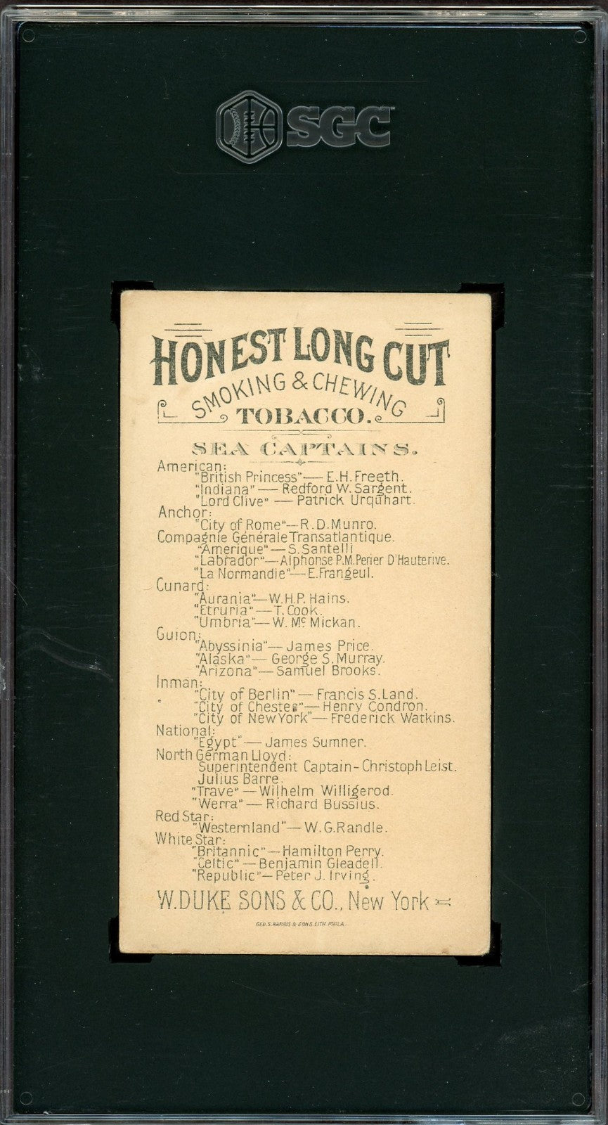 1887 Duke & Sons N127 Sea Captains Christoph Leist (SGC 4 VG/EX) Honest Long Cut1