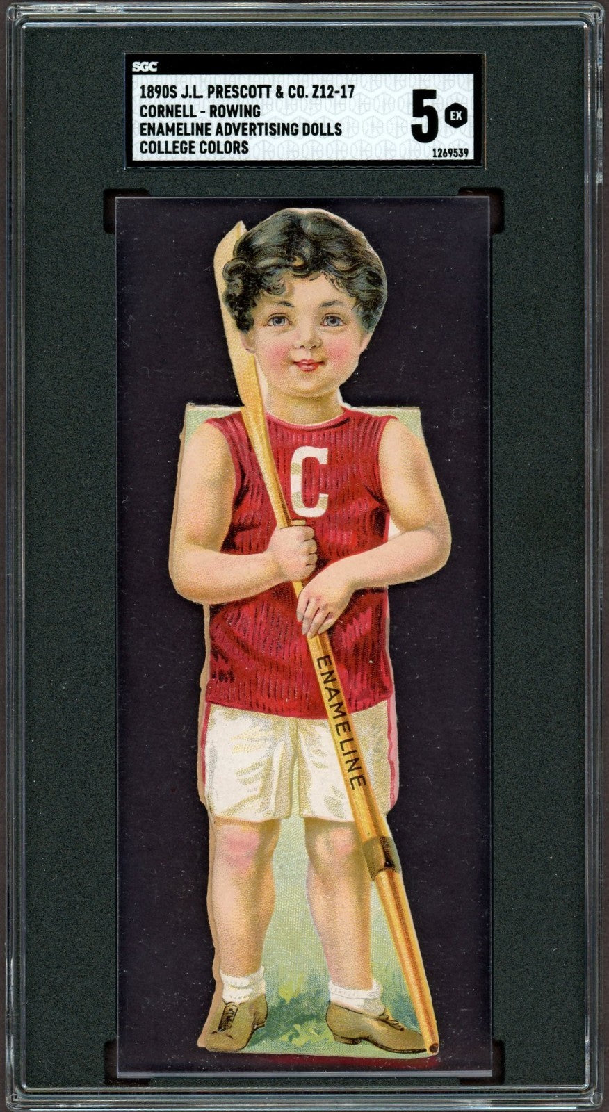 1899 Z12 J.L. Prescott & Co Enameline COLLEGE COLORS Cornell (SGC 5 EX) Rowing0