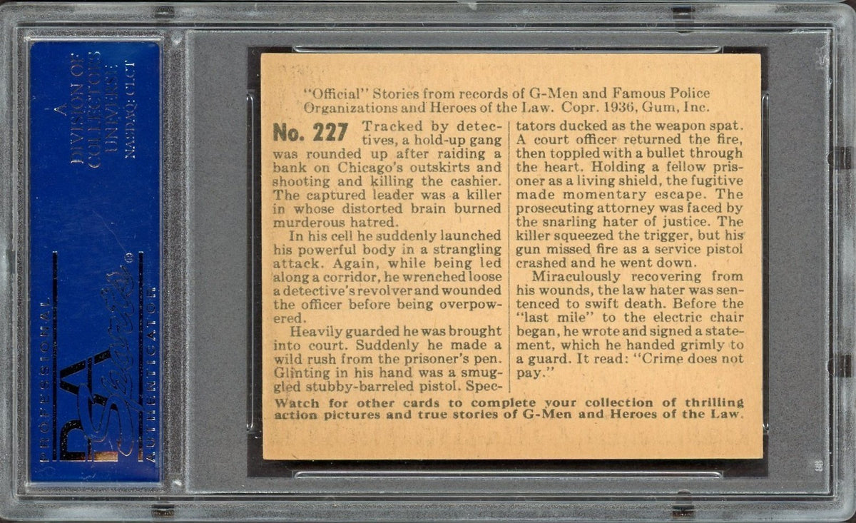 1936 Gum G-Men & Heroes of the Law #227 The Law Hater (PSA 7 NM) High #1