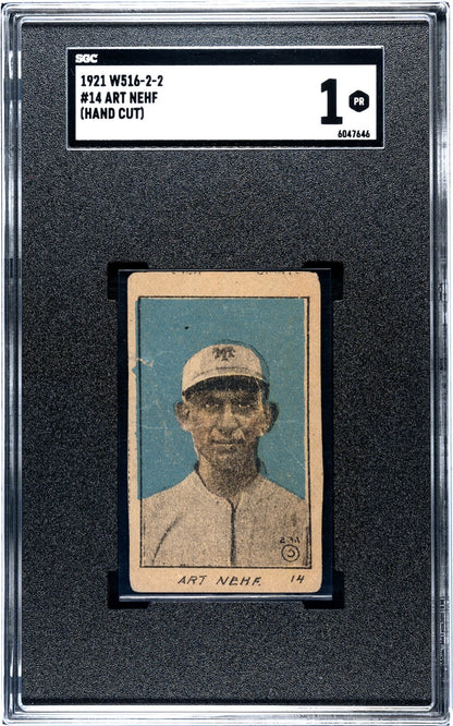 1921 W516 2 2 Baseball #14 ART NEHF Hand Cut (SGC 1 PR)0