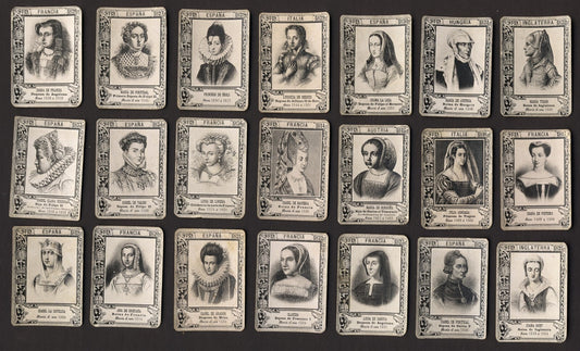 1900 Fototipias Serie 19 Queens and Princesses (Lot 21 diff.) Matchbox Cards0
