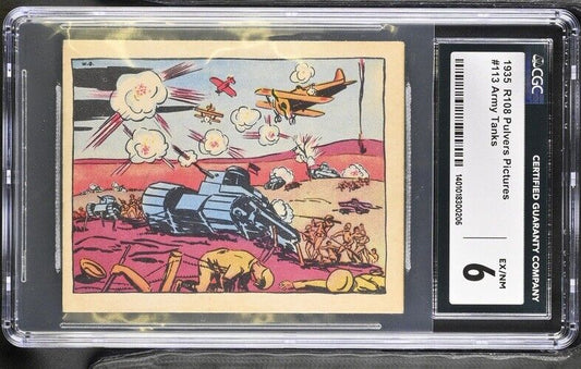 1935 R108 Pulver Co. Gum Pictures #113 Army Tanks (CGC 6 EX/MT)