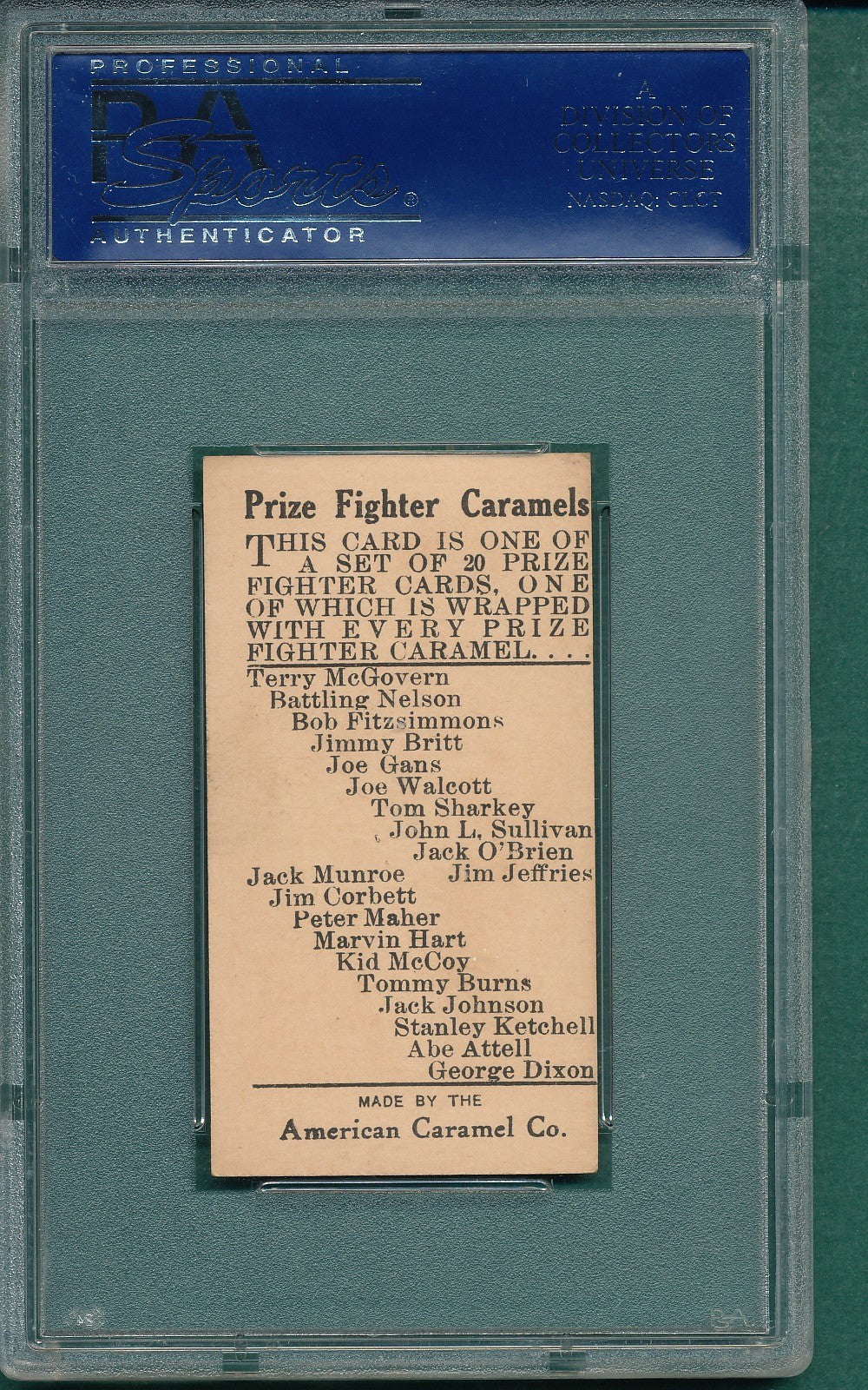 1910 E75 American Caramel Prize Fighter (PSA 5 EX) James Corbett World Champ HOF1