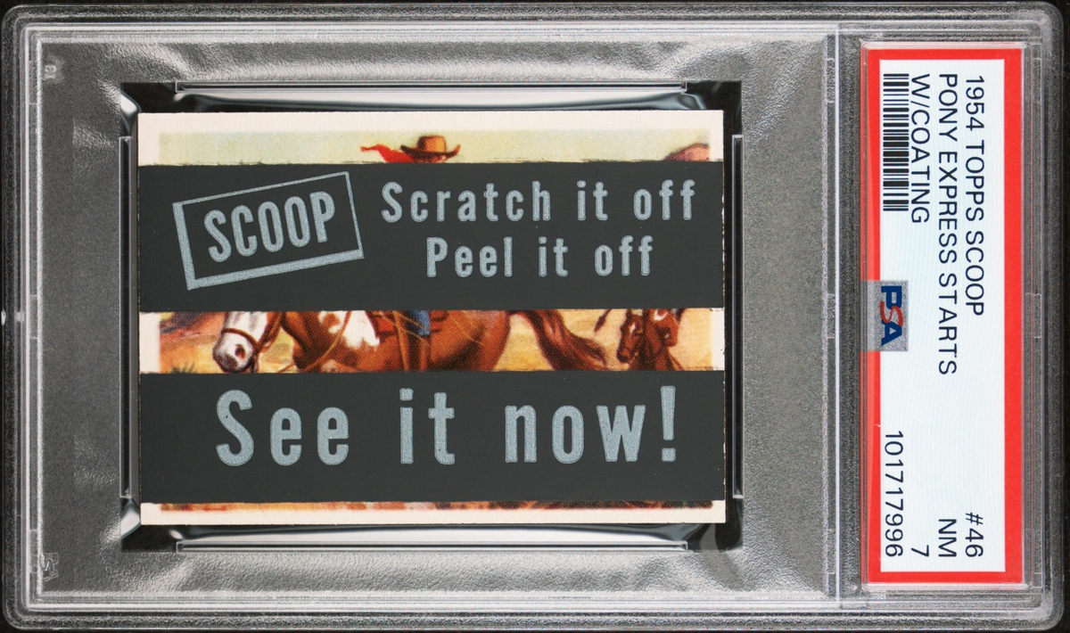 Rare 1954 TOPPS SCOOPS w/coating #46 (PSA 7 NM) Pony Express Pop 1 None Higher0