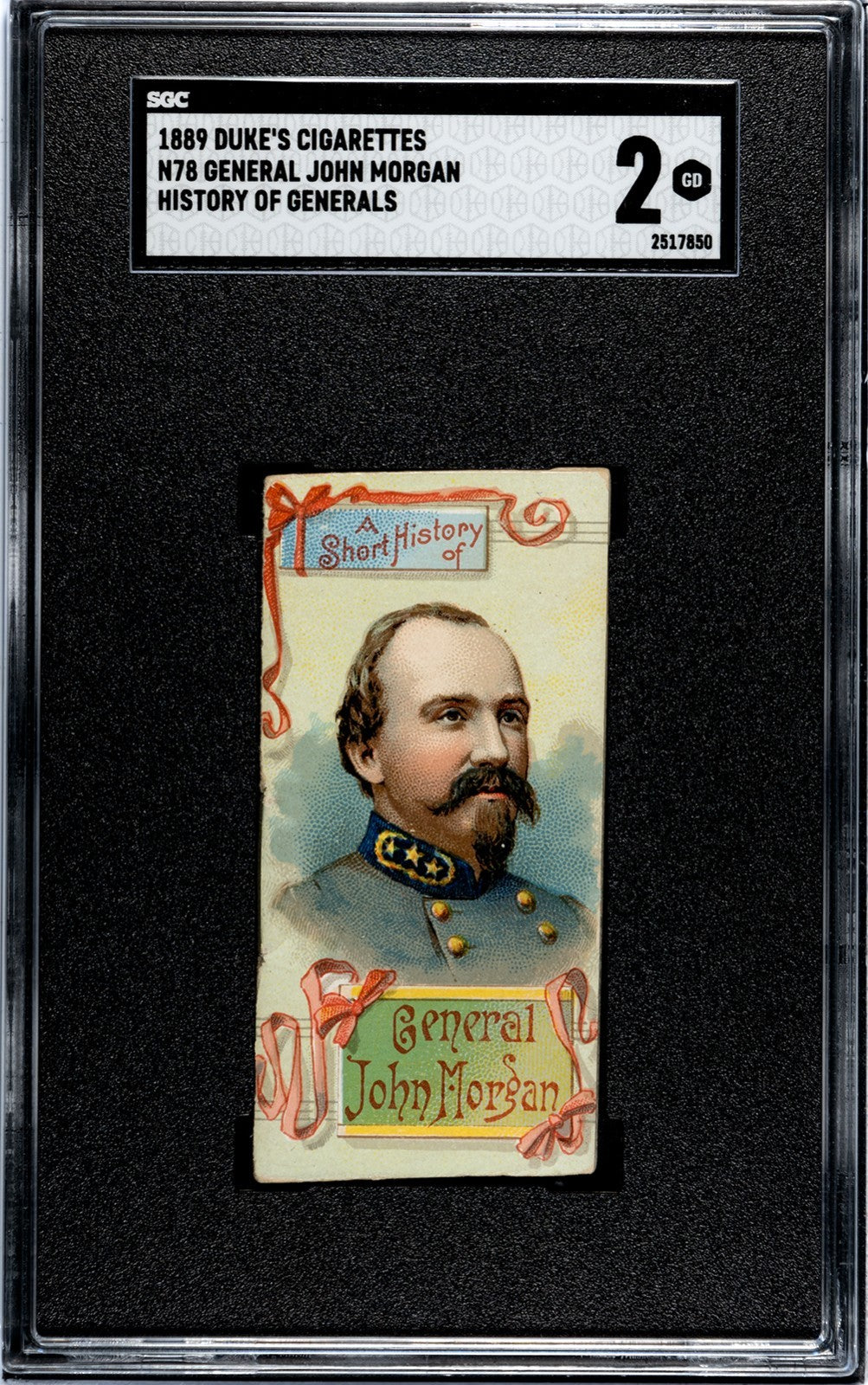 1889 N78 Duke's Cigarettes HISTORY OF GENERALS (SGC 2 GD) Gen. John Morgan0