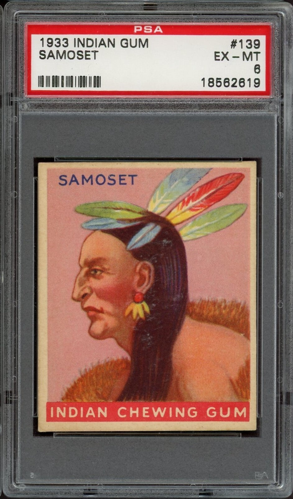 1933 Goudey Indian Gum (Series of 192) #139 Samoset (PSA 6 EX/MT)0