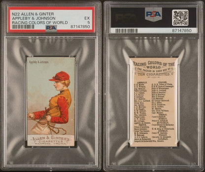 1888 N22 Allen & Ginter Racing Colors (PSA 5 EX) Appleby & Johnson