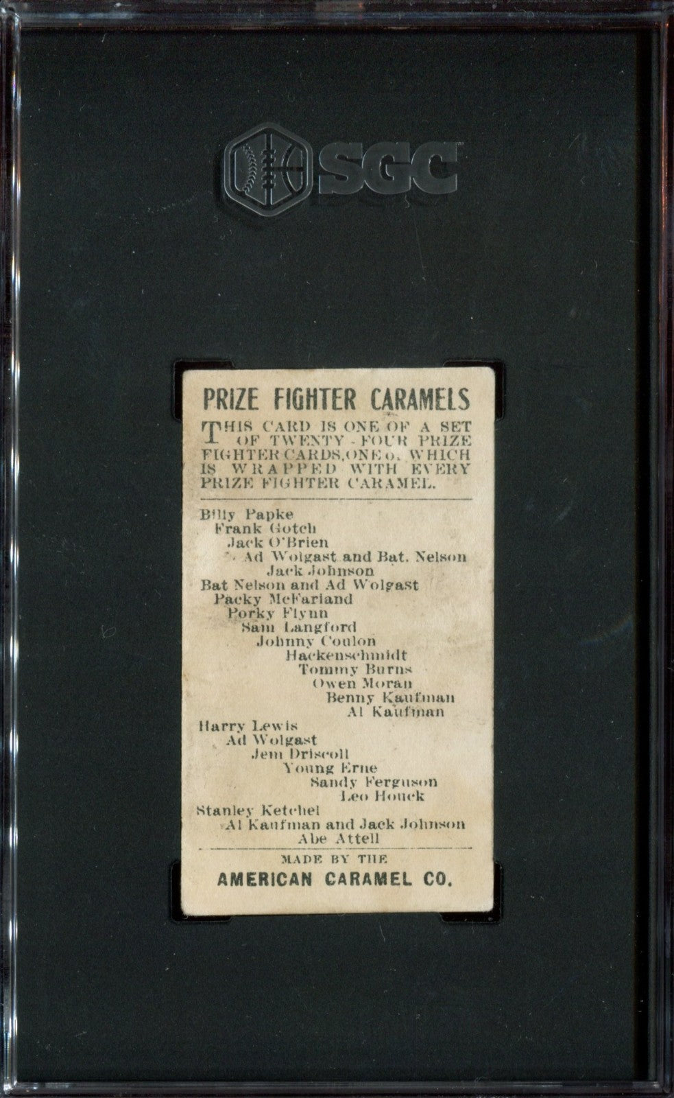 1910 E77 American Caramel Co. (SGC 3.5 VG+) World Champion HOF Tommy Burns1