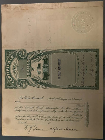Shelby Gum Company 1924 Stock Certificate, Letterhead, Checks10