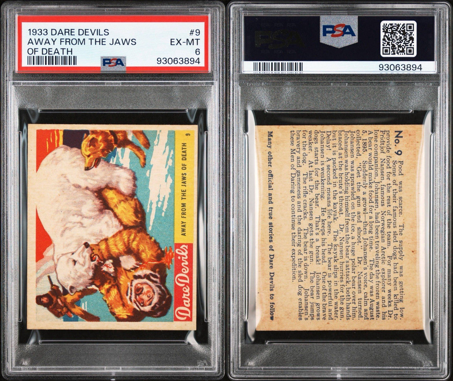 1933 N. Chicle DARE DEVILS #9 Away From Jaws of Death (PSA 6 EX/MT) Polar Bear2
