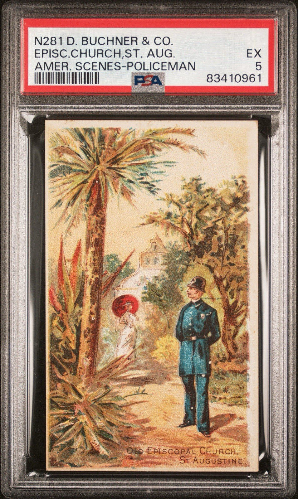 1888 N281 Buchner Scenes w/ Policeman St. (PSA 5 EX) Episc. Church St. Augustine0