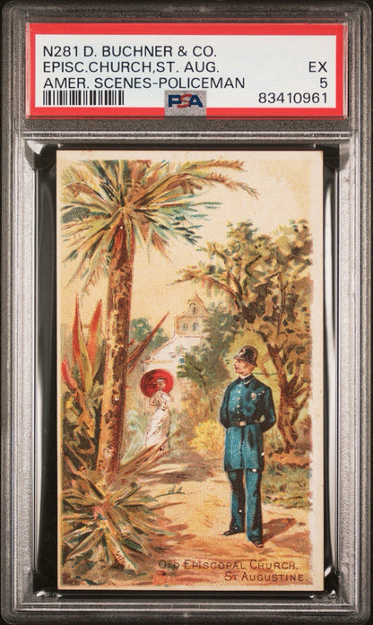 1888 N281 Buchner Scenes w/ Policeman St. (PSA 5 EX) Episc. Church St. Augustine0