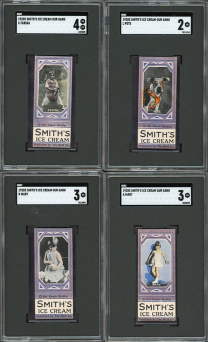 1920 F57 "Our Gang" Smith's Ice Cream Rare SGC-Graded Collection of 12 Cards1