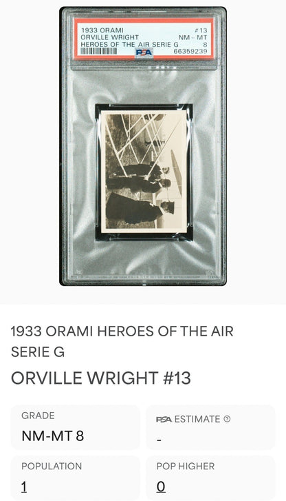 1933 Orami "Heroes of the Air" SERIE G Orville Wright #13 (PSA 8 NM/MT)2