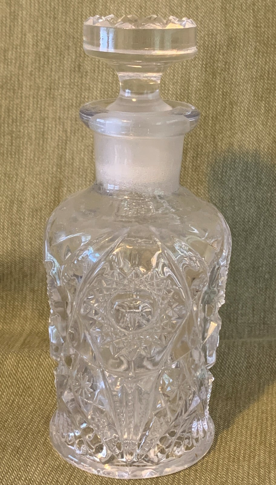 Antique EAPG Glass ca. 1915 MARTEC Cologne Bottle Faceted Stopper McKEE Bros. 0