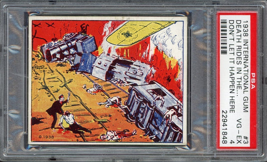 1938 R44 International Gum Don't Let It Happen #3 Death Rides Skies PSA 4 VG/EX0