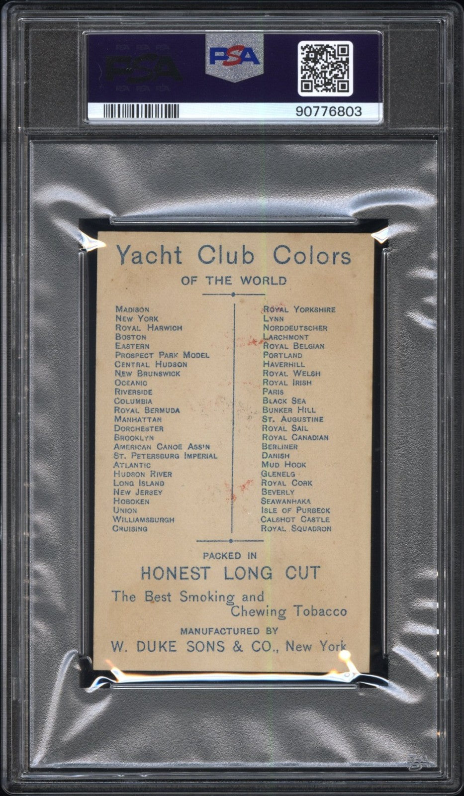 1889 N140 Duke & Sons Yacht Club Colors MADISON (PSA 7 NM) Lillian Grubb1