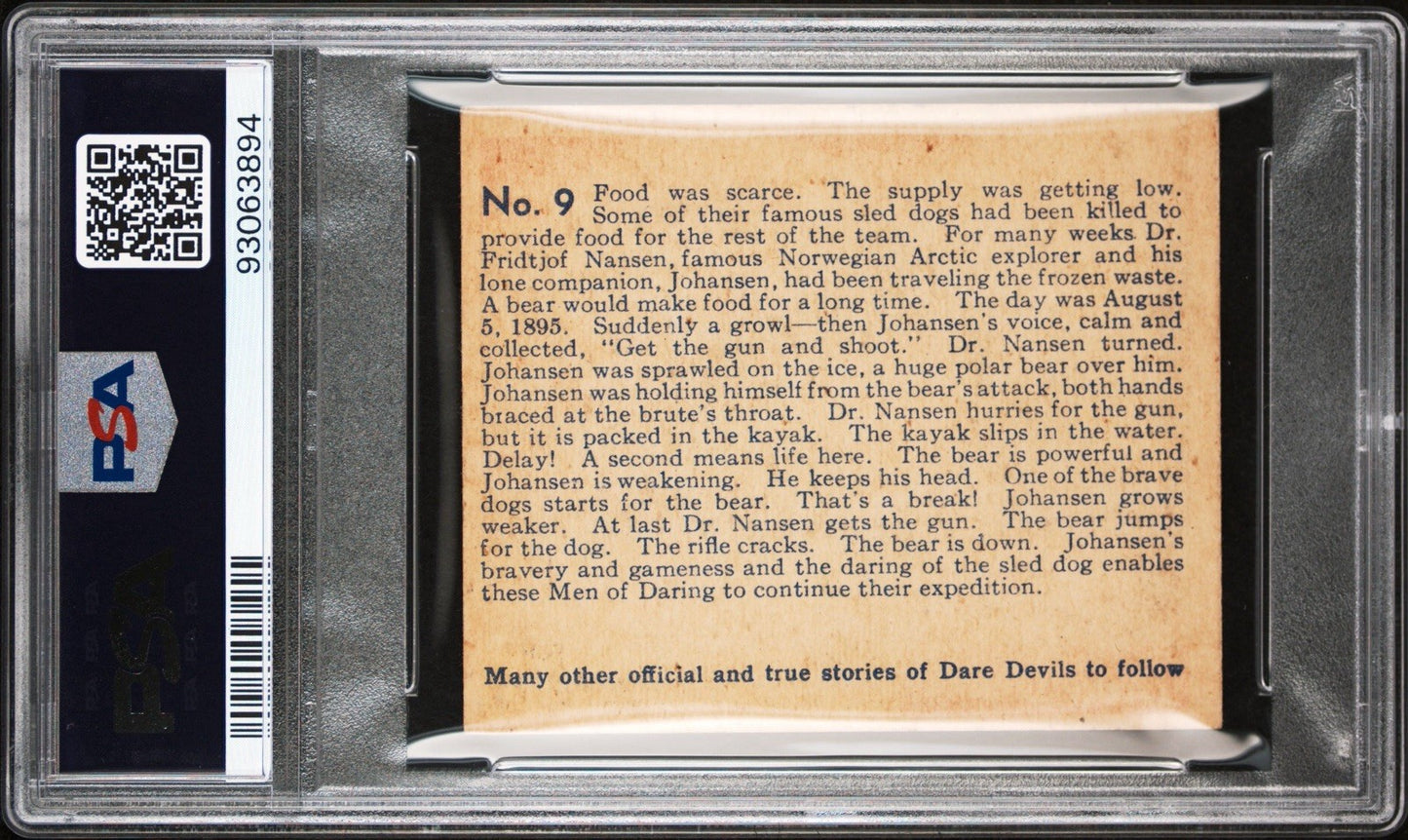 1933 N. Chicle DARE DEVILS #9 Away From Jaws of Death (PSA 6 EX/MT) Polar Bear1