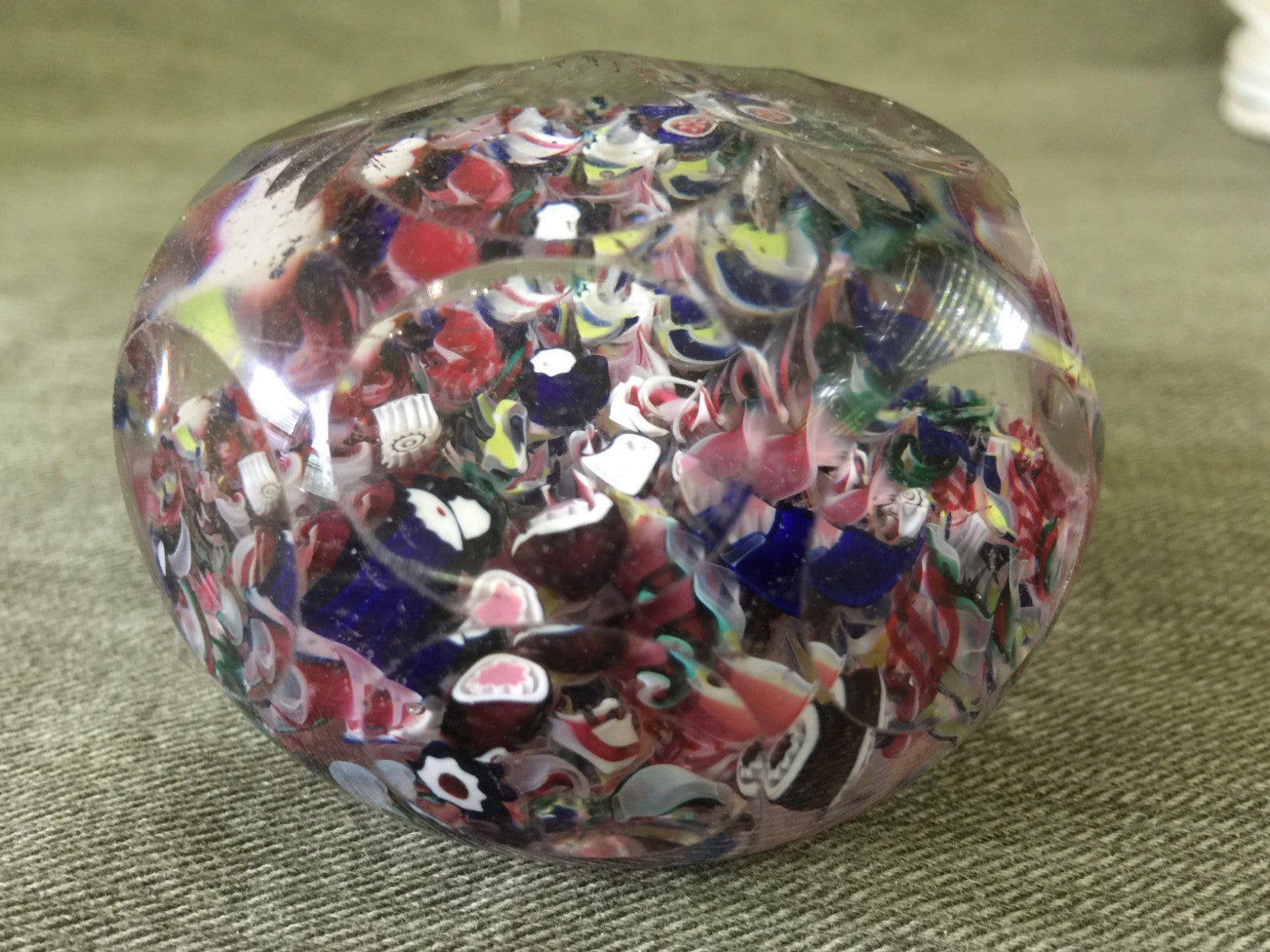 Very GOOD Antique NEW ENGLAND GLASS Faceted Scramble PAPERWEIGHT Excellent Cond.4