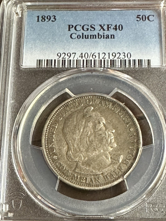 1893 Columbian Exposition Half Dollar (PCGS XF40) Christopher Columbus0