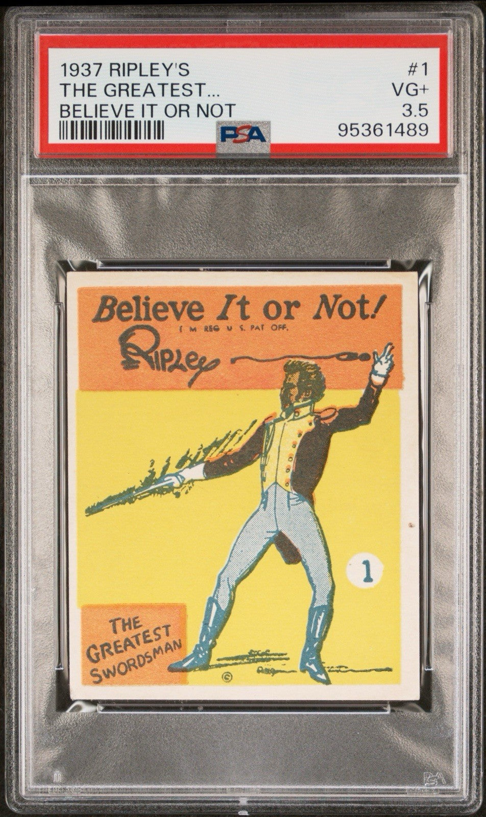 1937 R21 Ripley's Believe It or Not #1 The Greatest Swordsman (PSA 3.5 VG+)0