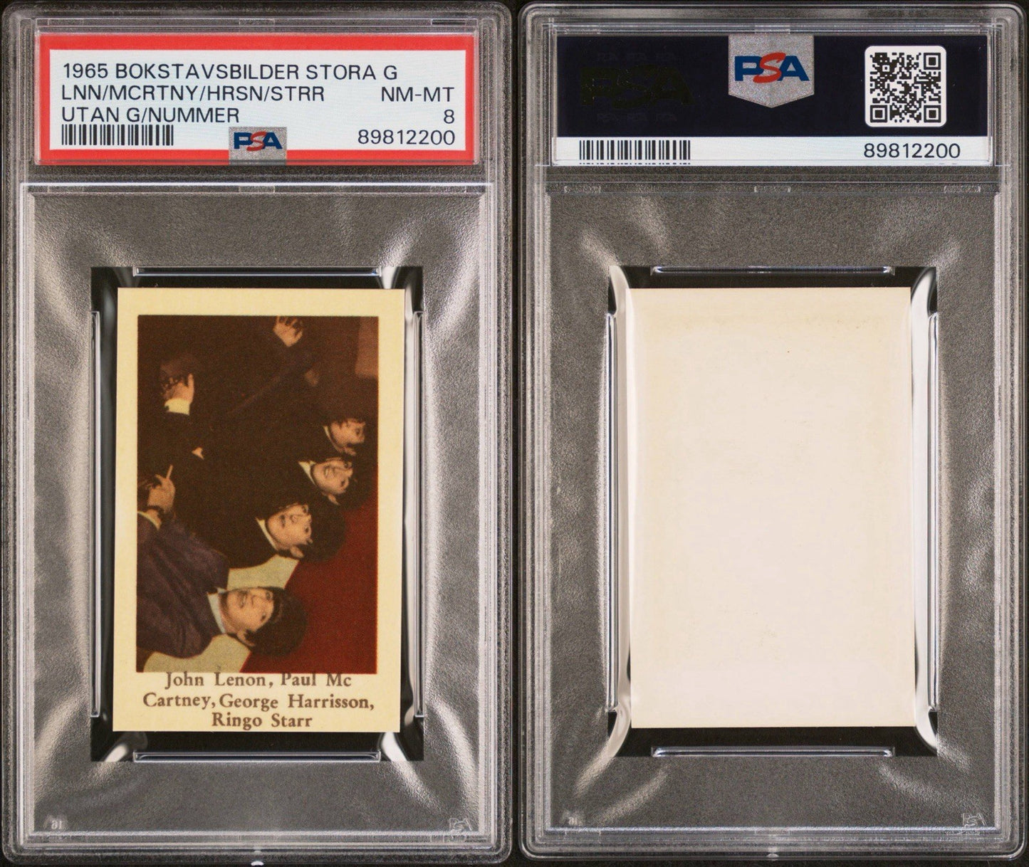 1965 Bokstavsbilder Stora G Utan Lennon McCartney Harrison & Starr (PSA 8 NM/MT)1