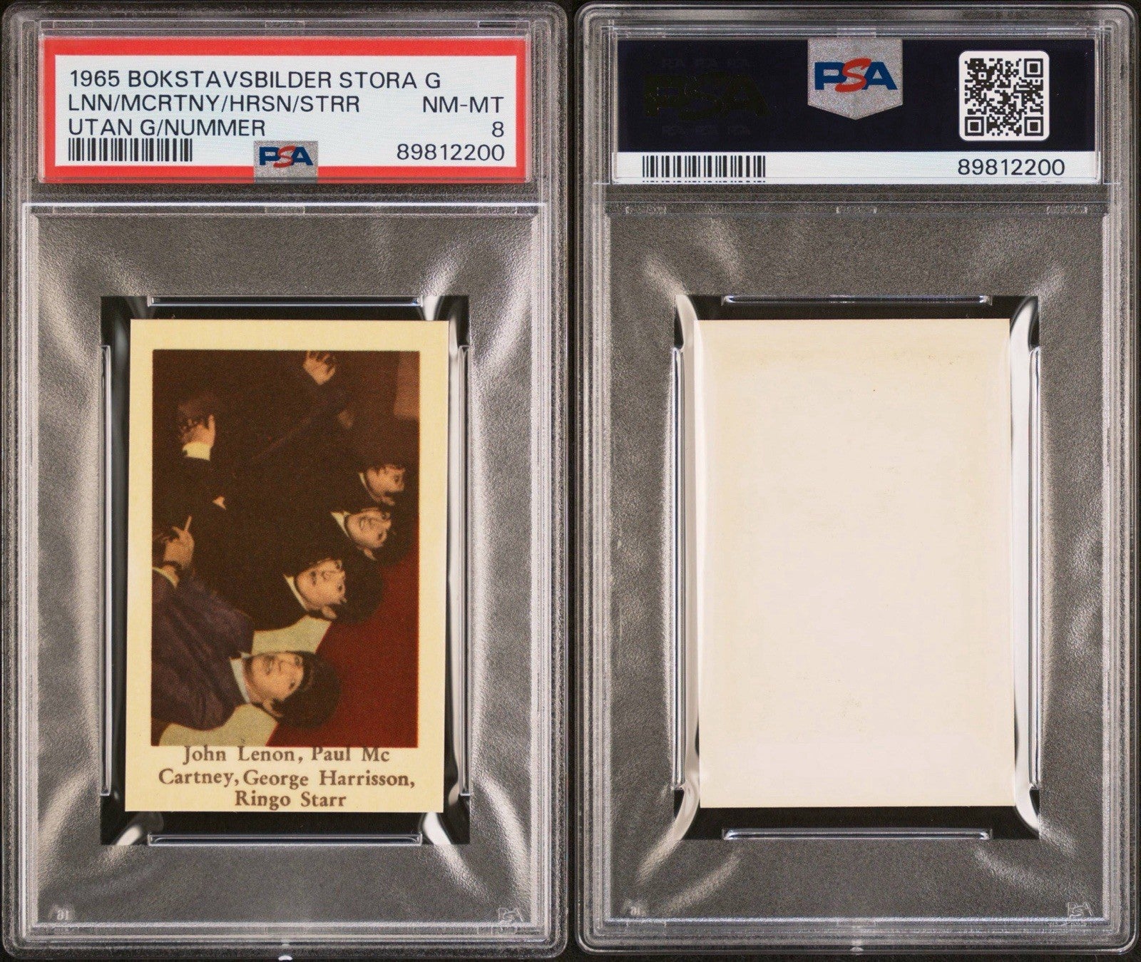 1965 Bokstavsbilder Stora G Utan Lennon McCartney Harrison & Starr (PSA 8 NM/MT)1