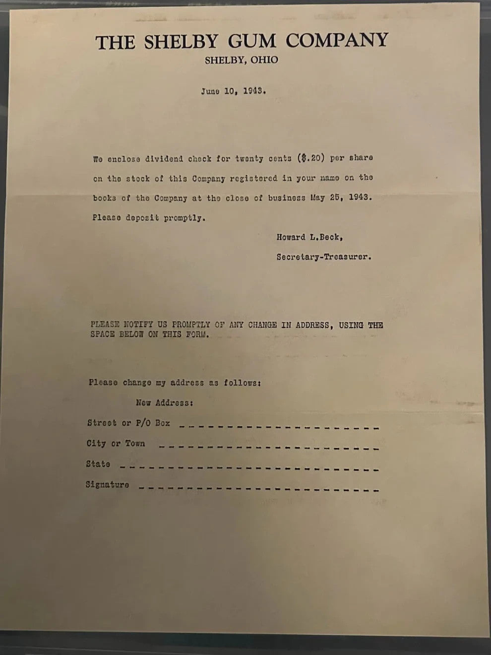 Shelby Gum Company 1924 Stock Certificate, Letterhead, Checks1