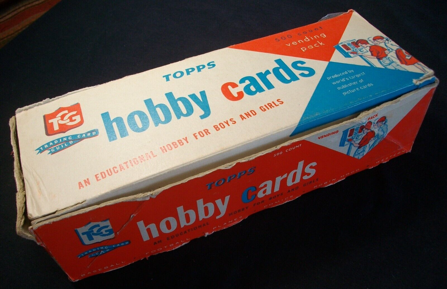 1959/1960? Topps VENDING BOX Empty 500 Count RARE "Space Cards" Written in Pen