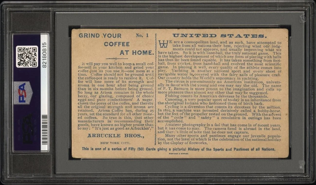 1893 Arbuckle Coffee Sports & Pastimes K4 UNITED STATES (PSA 1.5 FR) Baseball1