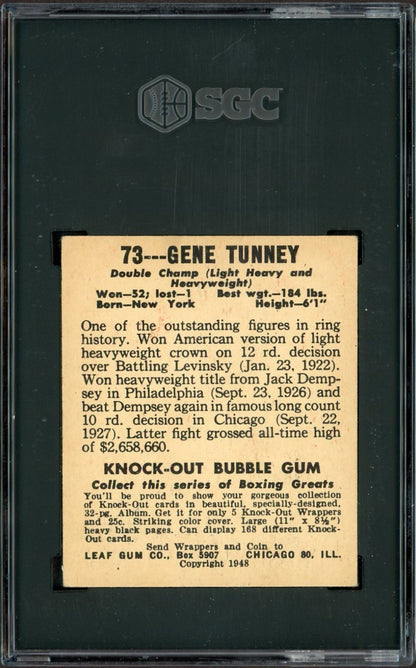 1948 Leaf Knock Out Bubble Gum Boxing #73 Gene Tunney (SGC 4.5 VG/EX+)1