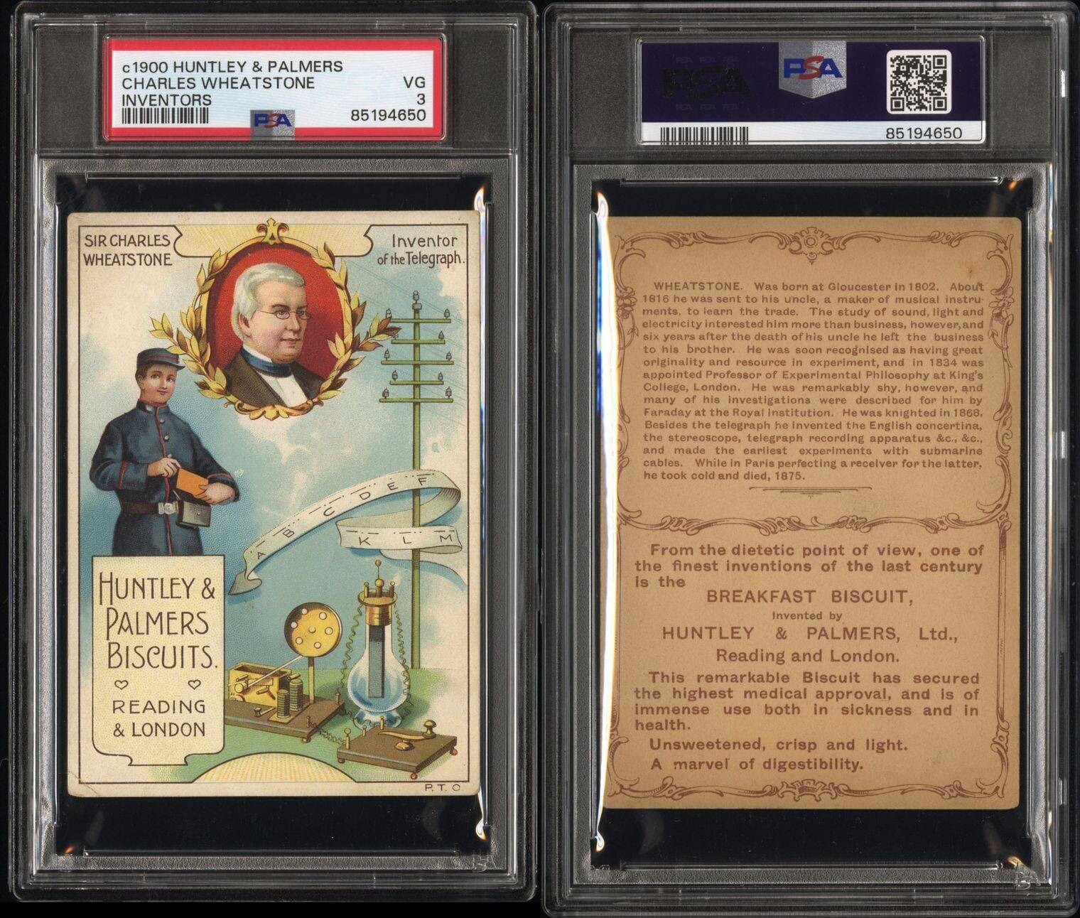1900 HUNTLEY & PALMERS Inventors CHARLES WHEATSTONE (PSA 3 VG) Only 1 Graded3