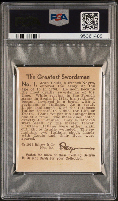 1937 R21 Ripley's Believe It or Not #1 The Greatest Swordsman (PSA 3.5 VG+)1