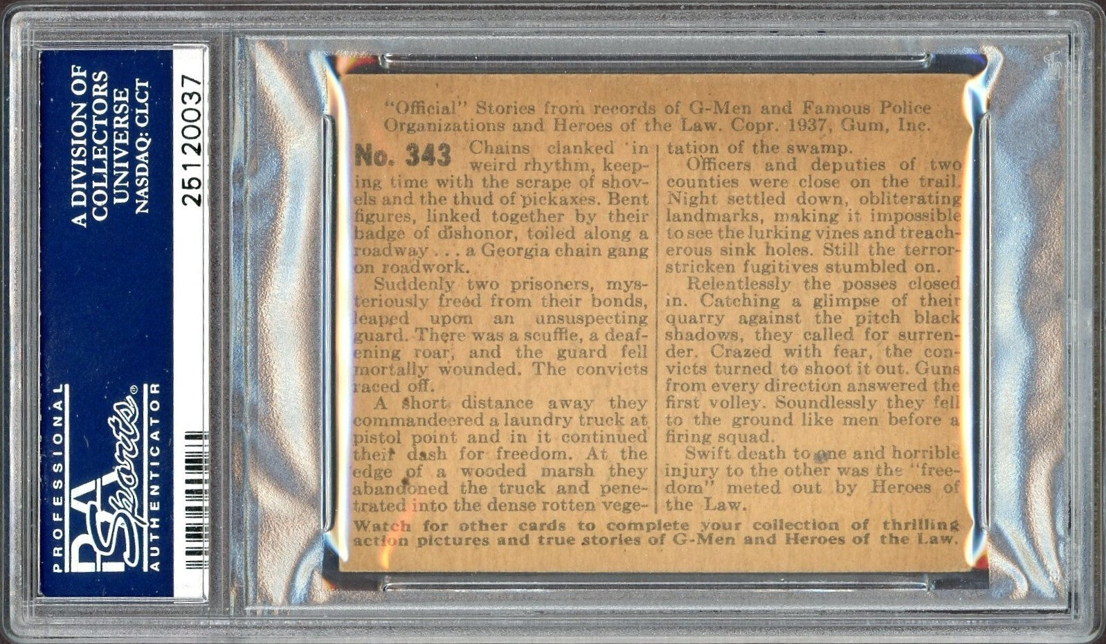 1936 GMen & Heroes #343 Swampland Vengeance (PSA 4 VG/EX) High Number1