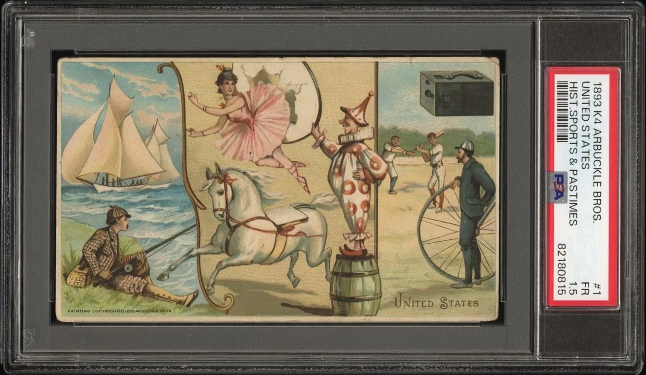 1893 Arbuckle Coffee Sports & Pastimes K4 UNITED STATES (PSA 1.5 FR) Baseball0