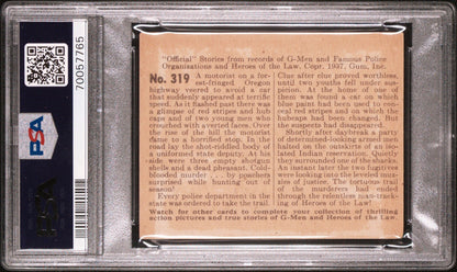 1936 Gum G Men & Heroes of the Law #319 Pursuit in the Wilderness (PSA 5 EX)1