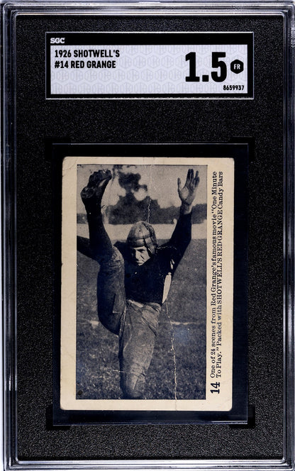 1926 Shotwell RED GRANGE Candy Bars Card #14 (SGC 1.5 FR) Blank Back RARE0