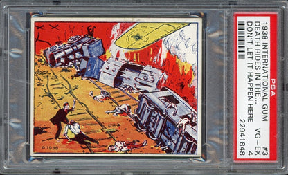 1938 R44 International Gum Don't Let It Happen #3 Death Rides Skies PSA 4 VG/EX0