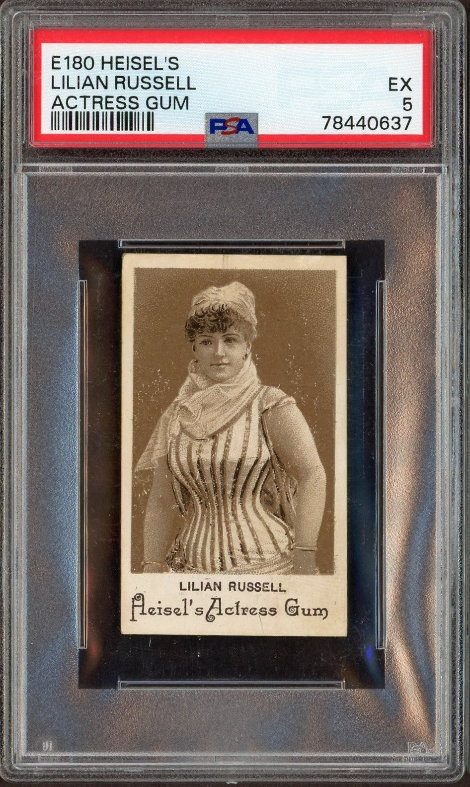 E180 Heisel's Gum Actresses Lillian Russell (PSA 5 EX) Blank Back, Pop 10