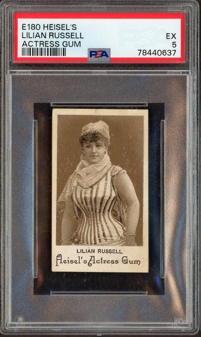 E180 Heisel's Gum Actresses Lillian Russell (PSA 5 EX) Blank Back, Pop 10