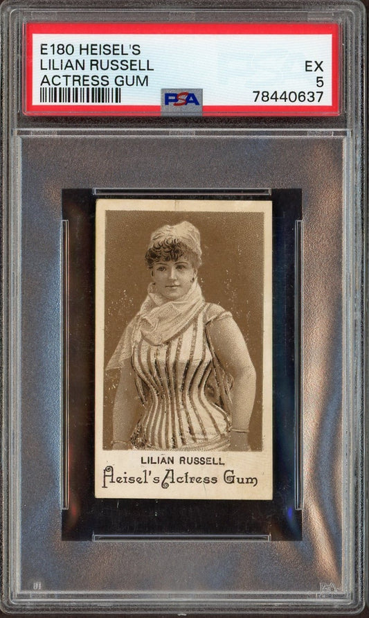 E180 Heisel's Gum Actresses Lillian Russell (PSA 5 EX) Blank Back, Pop 10