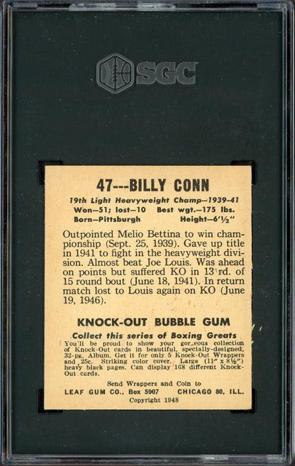 1948 Leaf Knock Out Bubble Gum Boxing Card #47 Billy Conn (SGC 6 EX/MT)1