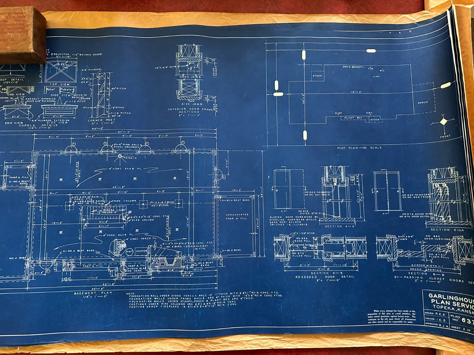 1955 Garlinghouse Service Plans #6375 6 Pgs. Blueprints Modern MidCentury Home5