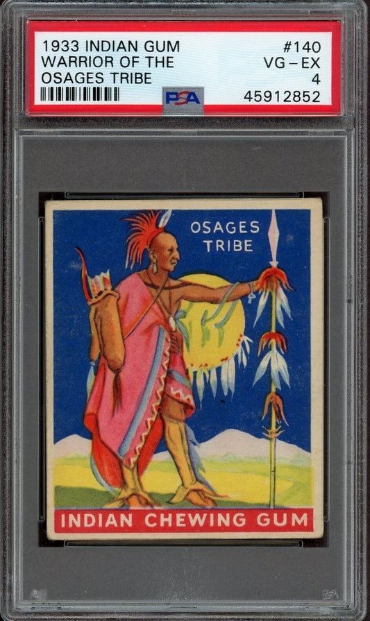 1933 Goudey Indian Gum (Series of 48) #140 Warrior Osages Tribe (PSA 4 VG/EX)0