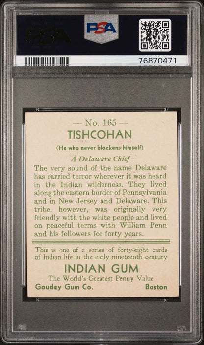 1933 Goudey Indian Gum (Series of 48) #165 Tishcohan (PSA 6 EX/MT)1